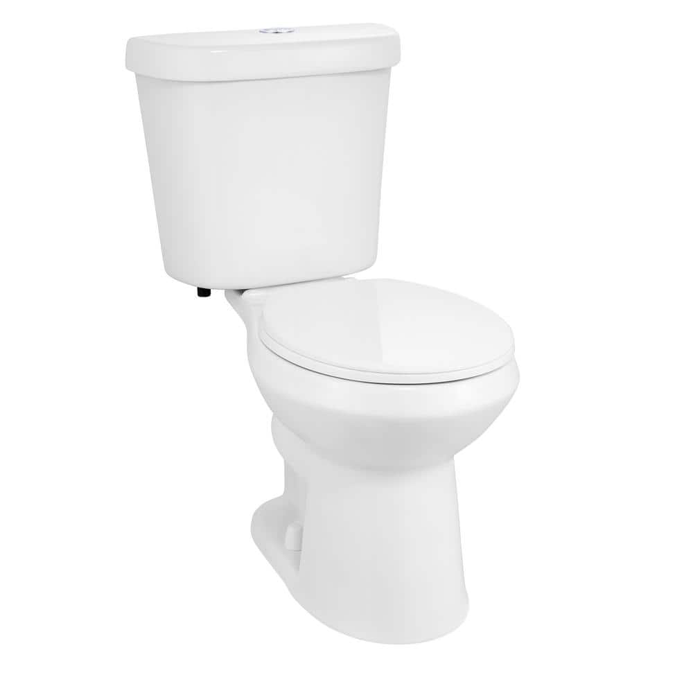 2-piece 1.1 GPF/1.6 GPF Dual Flush Round Toilet in White, Seat Included