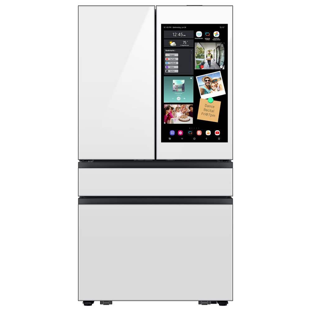 Samsung Bespoke 4-Door French Door Refrigerator (29 cu. ft. ) with AI Family Hub+ in Charcoal Glass and White Glass (RF90F29AEW)