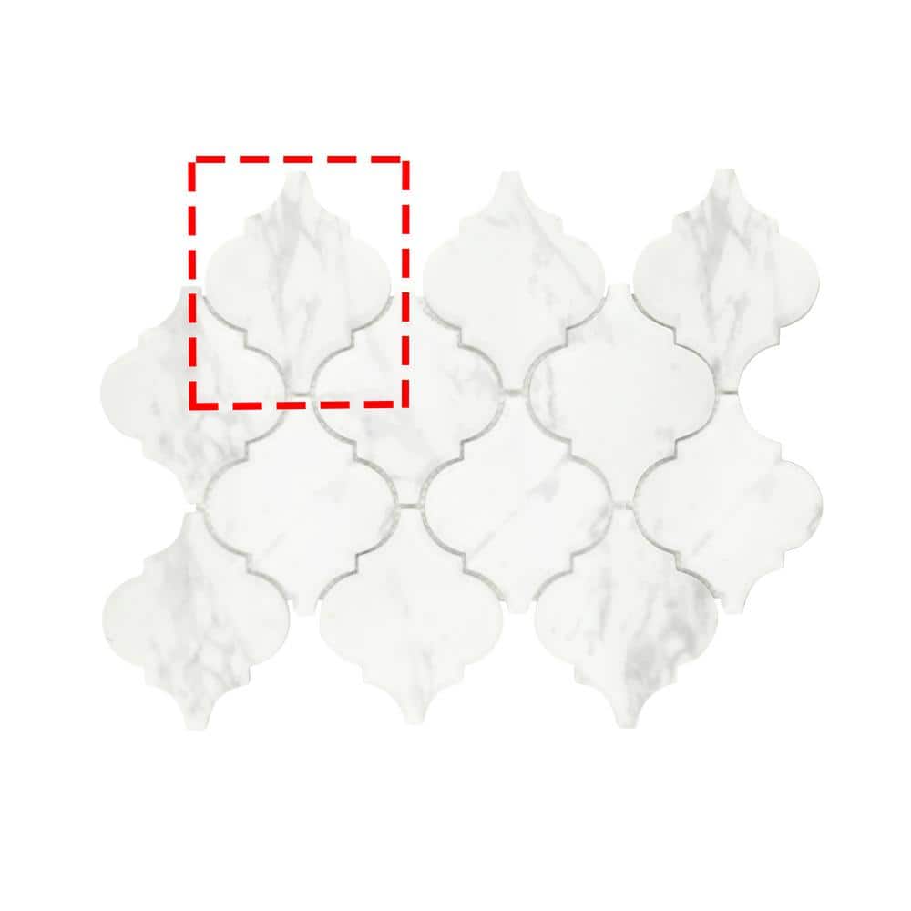 Carrara White Lantern Arabesque 6 in. x 6 in. Recycled Glass 3D Marble Looks Floor and Wall Mosaic Tile (0.25 sq.ft.) - Stu's Home Improvement Outlet