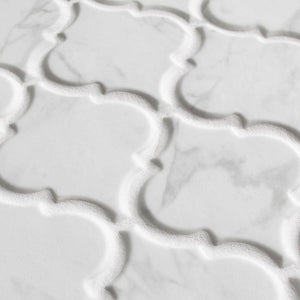 Carrara White Lantern Arabesque 6 in. x 6 in. Recycled Glass 3D Marble Looks Floor and Wall Mosaic Tile (0.25 sq.ft.) - Stu's Home Improvement Outlet