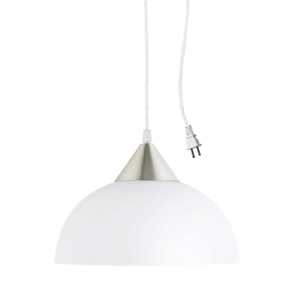 Amaris 1-Light 11 in. Plug-In White Hanging Pendant