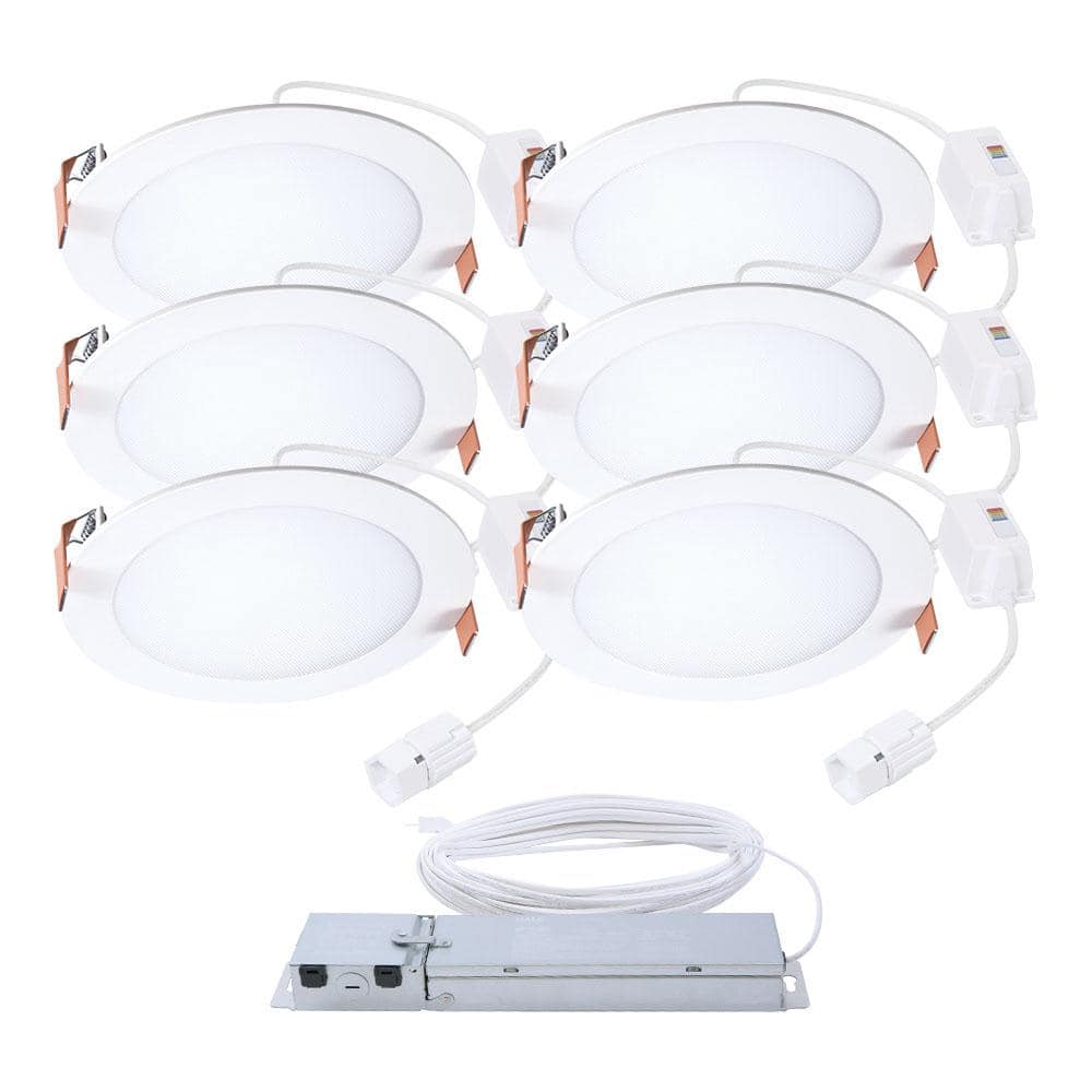 QuickLink Low Voltage, 6 in. Selectable CCT 2700 - 5000K, 900 Lumens, Recessed Canless LED Starter Kit - 6pk, 0 - 10V Dimmable - Stu's Home Improvement Outlet