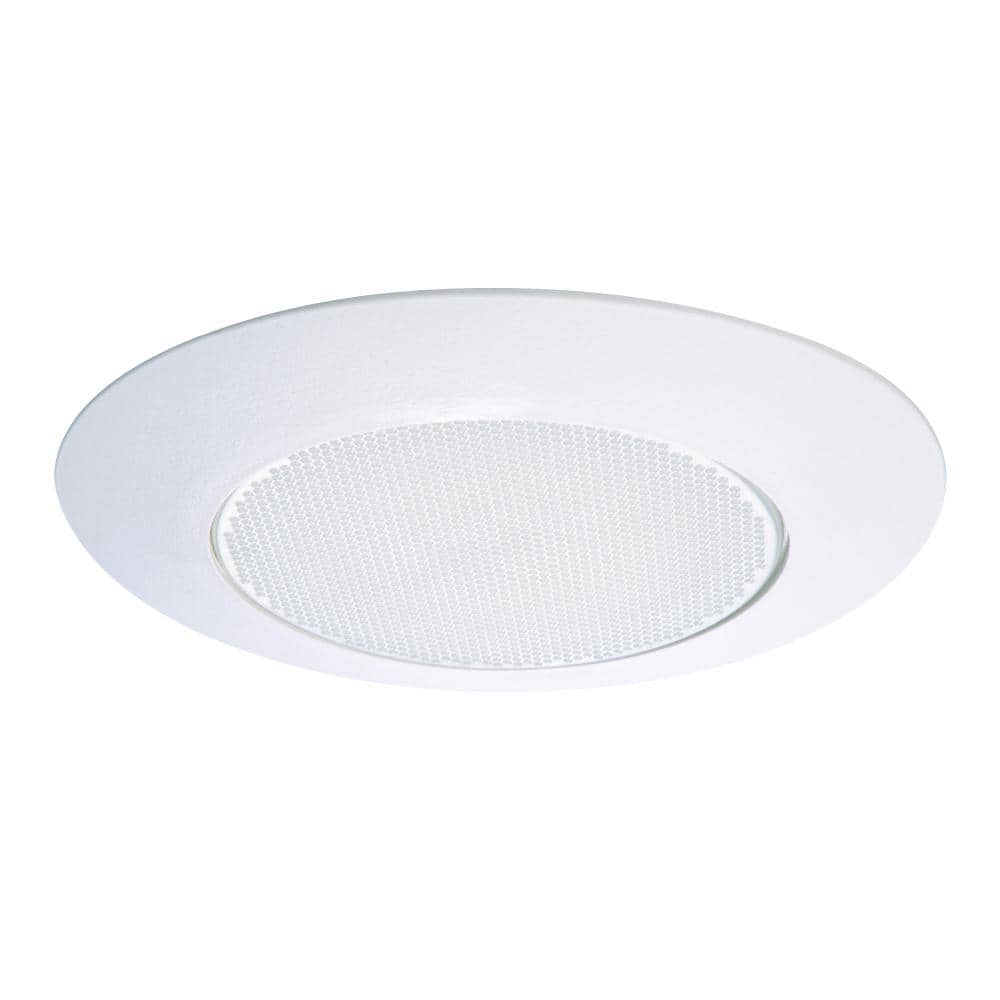 6 in. White Recessed Ceiling Light Trim with Albalite Glass Lens, Wet Rated Shower Light