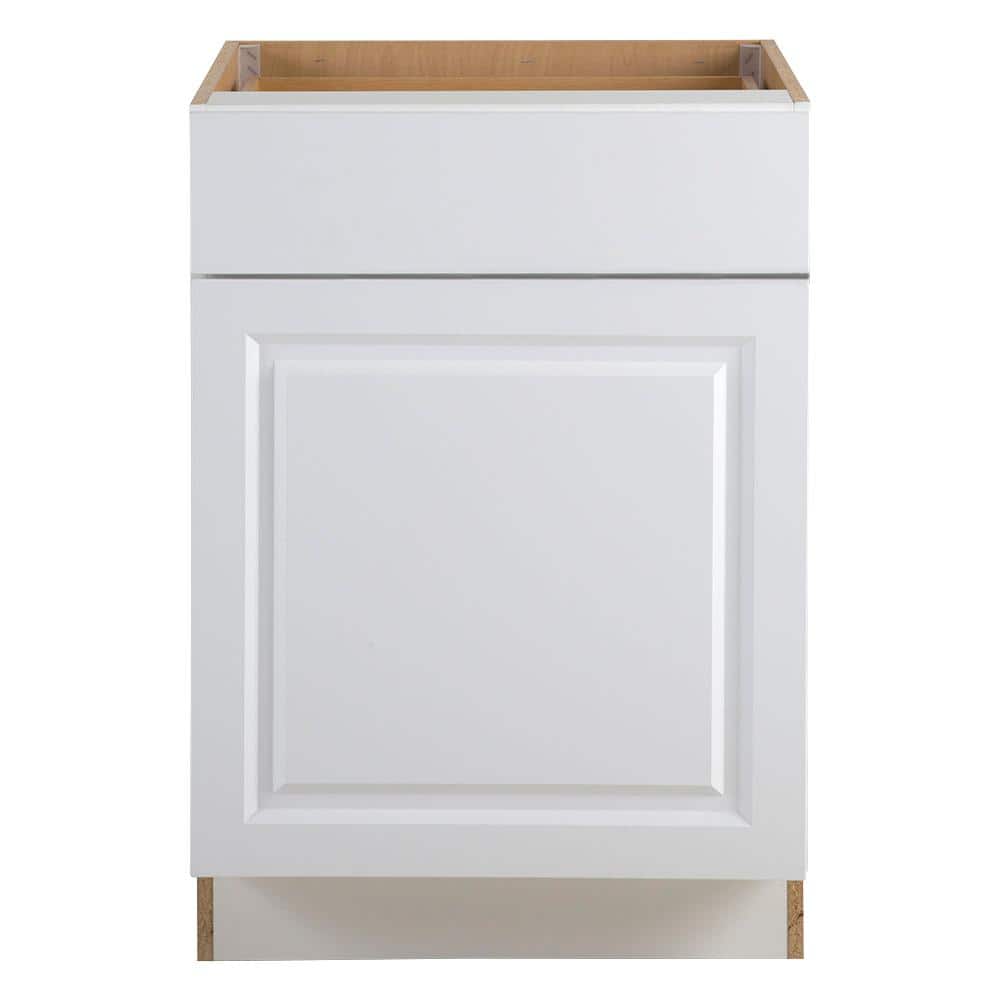 Benton 24 in. W x 24.5 in. D x 34.5 in. H Assembled Base Kitchen Cabinet in White with Soft Close Full Extension Drawer