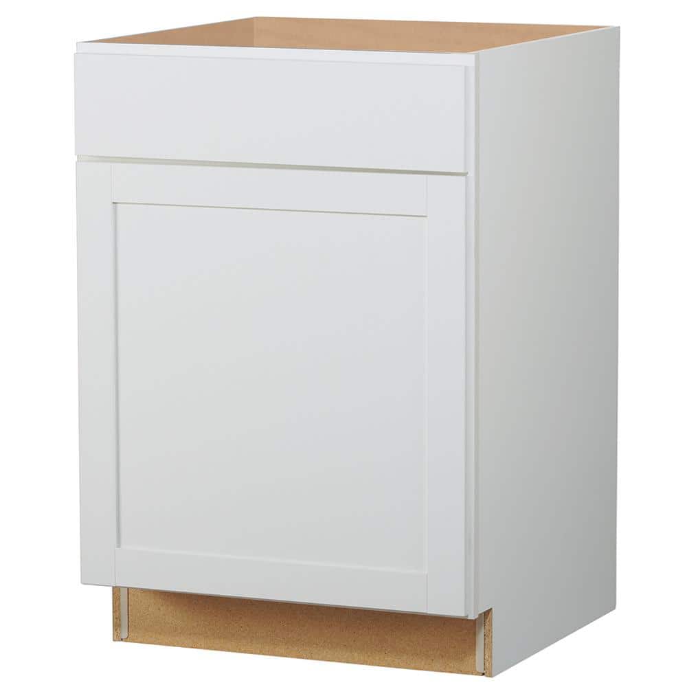 Westfield Feather White Wood Shaker Stock Assembled Base Kitchen Cabinet (24 in. W x 23.75 in. D)