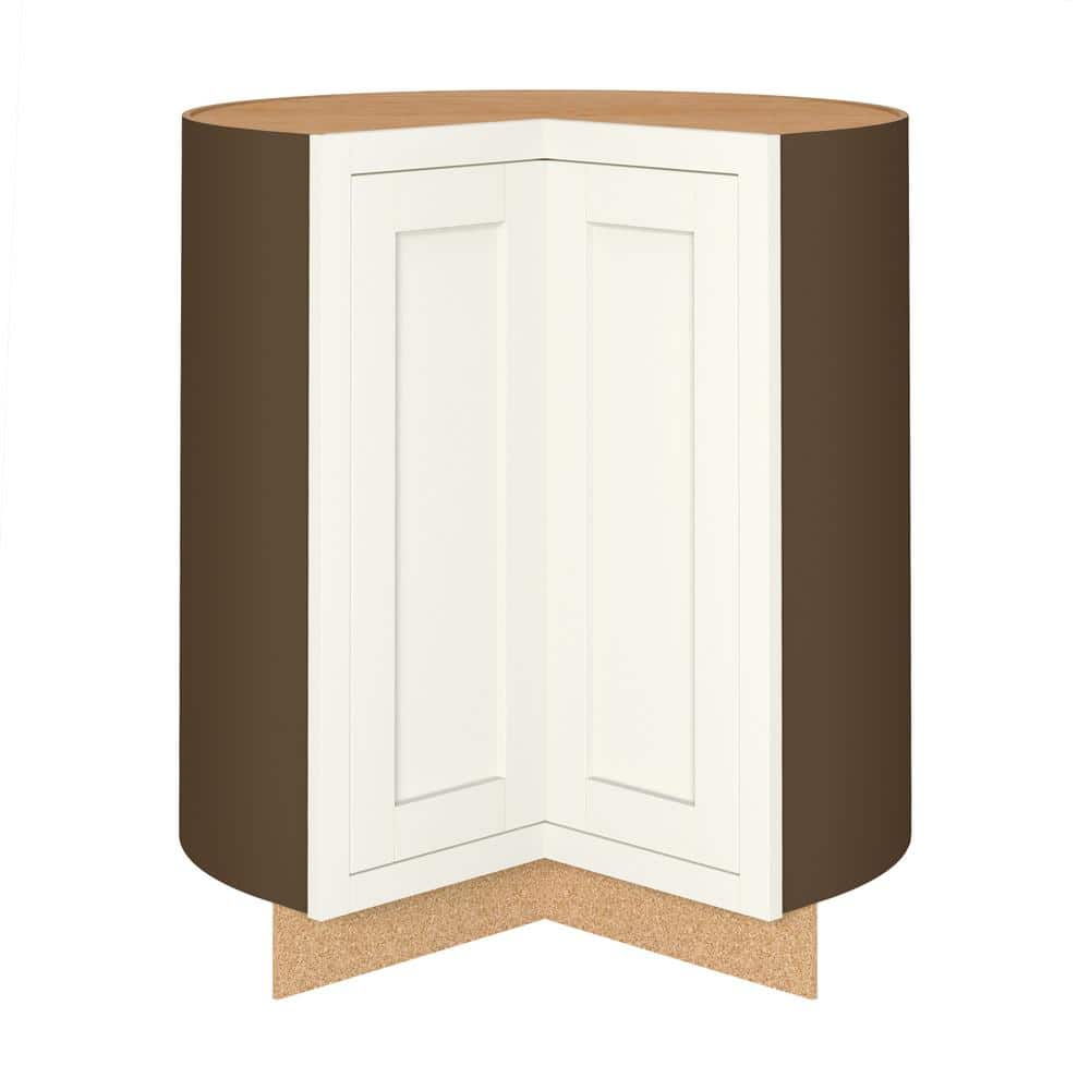 Westfield Feather White Shaker Stock Lazy Suzan Corner Base Kitchen Cabinet (36 in. W x 23.75 in. D)