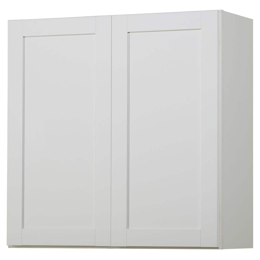 Westfield Feather White Wood Shaker Stock Assembled Wall Kitchen Cabinet (30 in. W x 12 in. D)