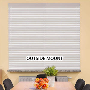White Cordless Faux Wood Blinds for Windows with 2 in. Slats - 36 in. W x 72 in. L (Actual Size 35.5 in. W x 72 in. L) - Stu's Home Improvement Outlet