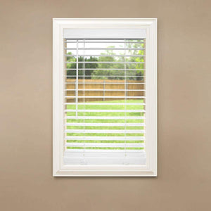 White Cordless Faux Wood Blinds for Windows with 2 in. Slats - 36 in. W x 72 in. L (Actual Size 35.5 in. W x 72 in. L) - Stu's Home Improvement Outlet