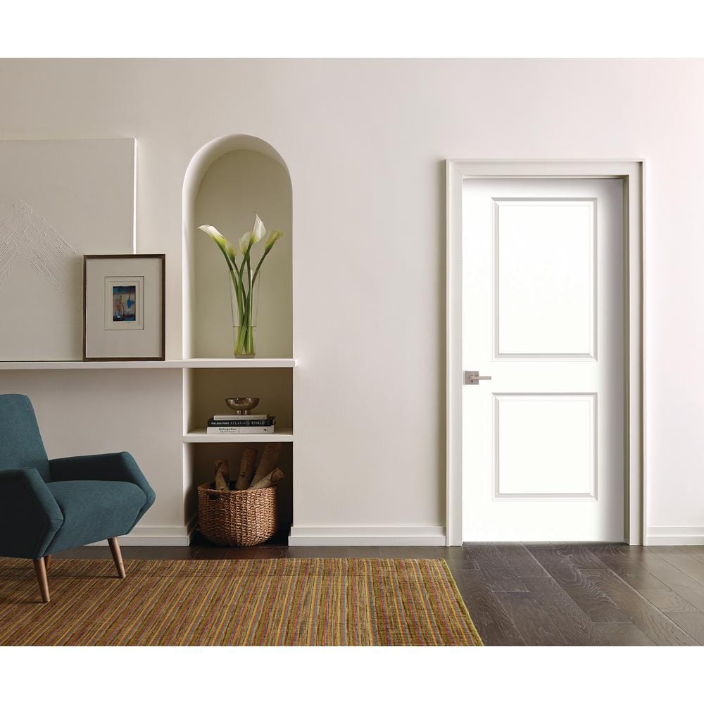 36 in. x 80 in. 2 Panel Carrara Primed Hollow Core White Smooth Molded Single Bi-Fold Interior Door