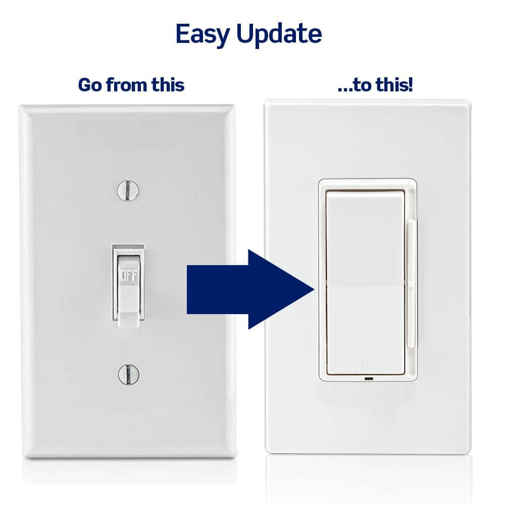 Decora Lever Edge Rocker Slide Dimmer Switch for LED/INC Bulbs, 150 Watt, Single Pole or 3-Way, White (1-Pack) ESL01-1KW