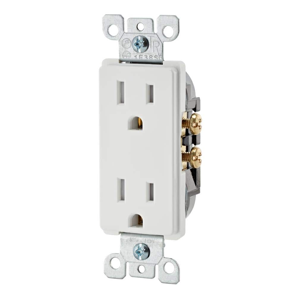 Decora 15 Amp Tamper Resistant Duplex Outlet, White