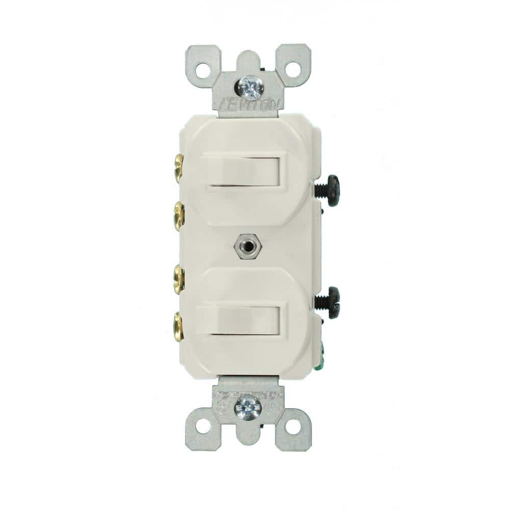 15 Amp Commercial Grade Combination Two 3-Way Toggle Switches, White 5243-W