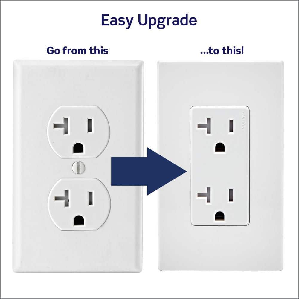 Decora Lever Edge 20 Amp 125 Volt Tamper-Resistant Duplex Outlet/Receptacle, White (1-Pack) E5825-SW