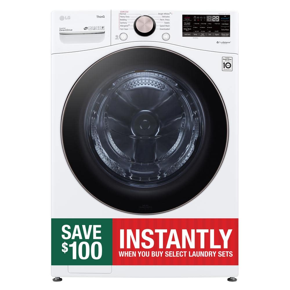 LG 4.5 Cu. Ft. Stackable SMART Front Load Washer in White with Steam and TurboWash360 Technology (WM4000HWA)