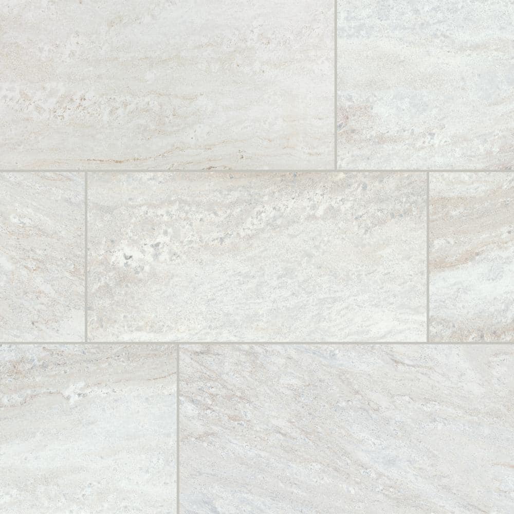 Sanbristol White Marvel 24 in. x 48 in. Matte Color Body Porcelain Stone Look Floor and Wall Tile (15.26 sq. ft. /case)