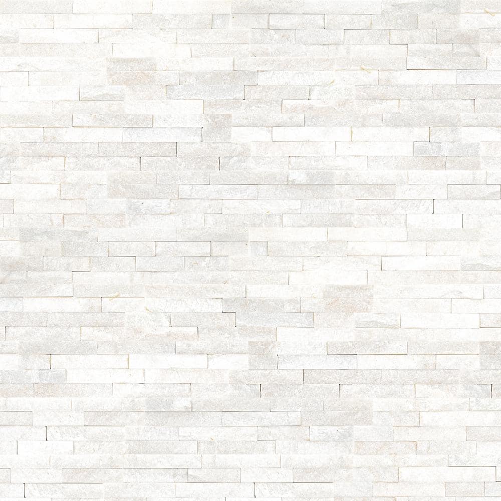 MSI Arctic White Ledger Panel 6 in. x 25.52 in. Textured Marble Stone Look Wall Tile (6 sq. ft./Case)
