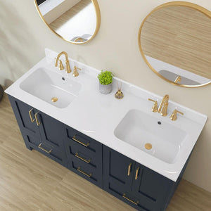 60 in. Solid Surface Vanity Backsplash Bathroom Vanity Back splash in White - Stu's Home Improvement Outlet