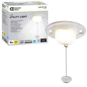 Commercial Electric 5 in. Closet Utility Light Lampholder with Pull Chain LED Flush Mount 650 Lumens 7 - Watt 4000K Bright White - Stu's Home Improvement Outlet