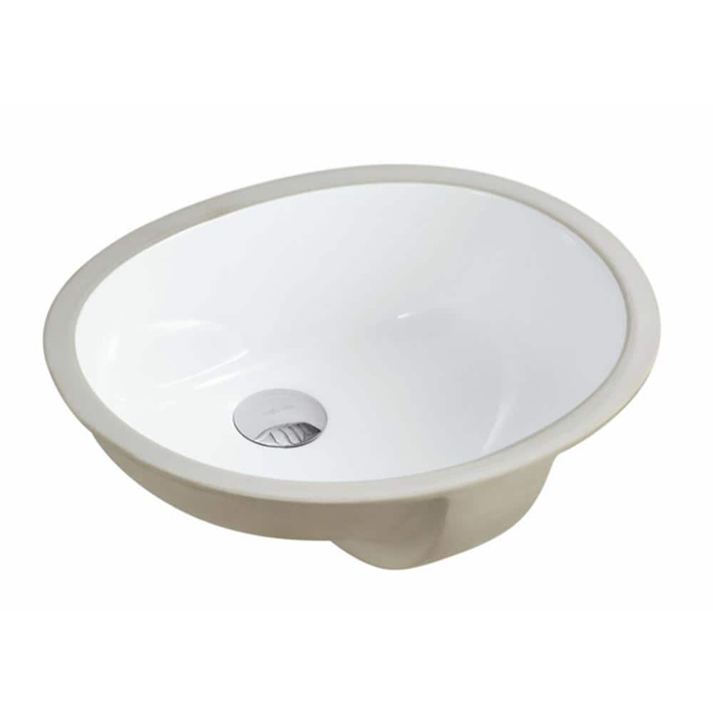 17 - 1/2 in. x 14 - 1/4 in. Oval Undermount Vitreous Glazed Ceramic Lavatory Vanity Bathroom Sink Pure White - Stu's Home Improvement Outlet