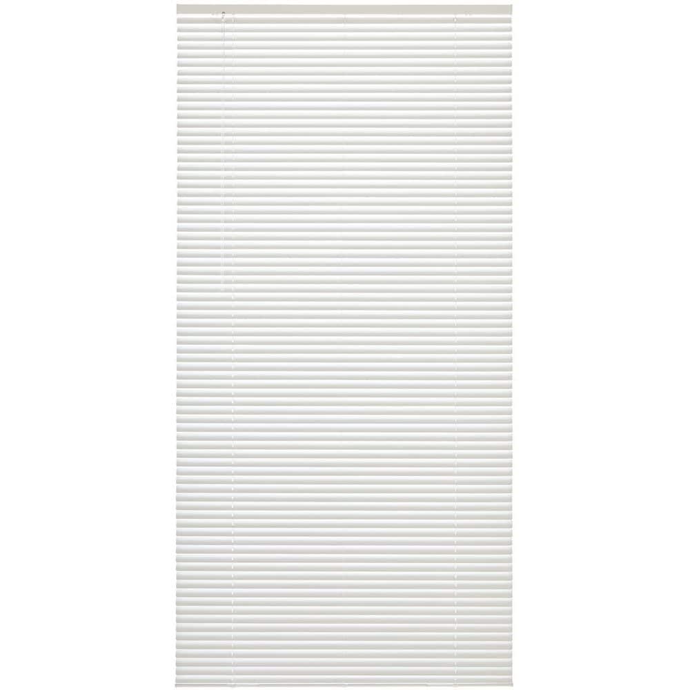 White Cordless Light Filtering Vinyl Mini Blinds with 1 in. Slats - 33 in. W x 64 in. L