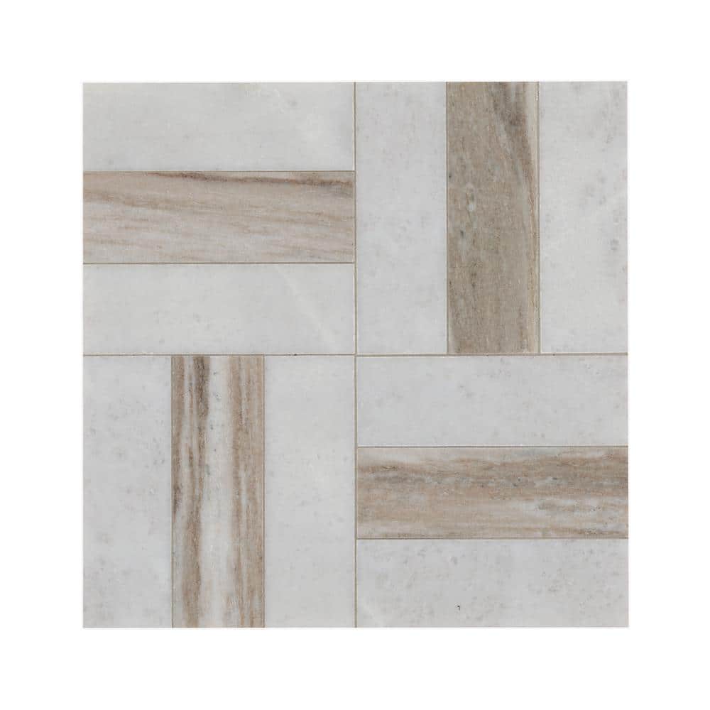 Winslow Weave 12 in. x 12 in. Honed Marble Mesh-Mounted Mosaic Floor and Wall Tile (9.6 sq. ft. /Case)
