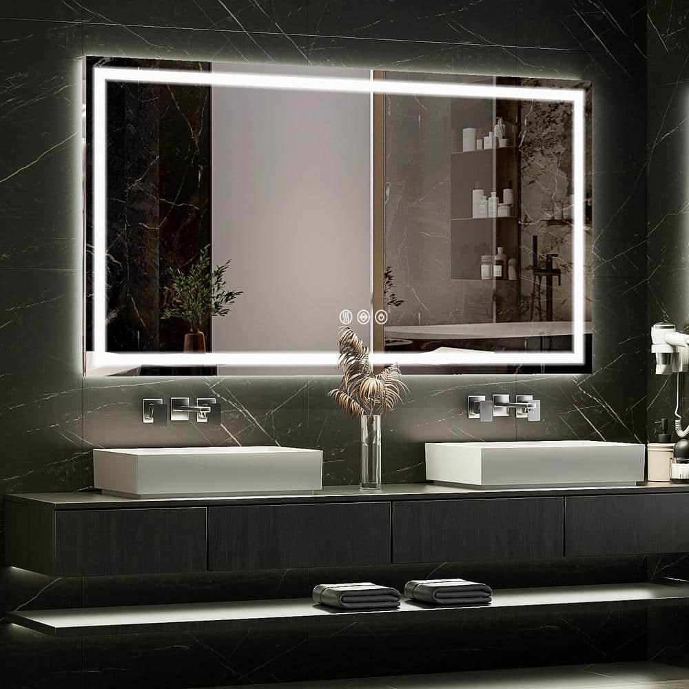 54.7 in. W x 29.9 in. H LED Frameless Bathroom Vanity Mirror Wall Mirror