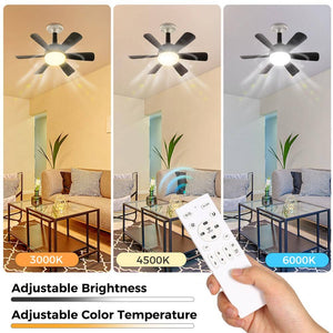 18 in. Black 2 - in - 1 Dimmable Indoor LED Ceiling Fan Flush Mount Light with 6 - Speed and Timer Setting - Stu's Home Improvement Outlet