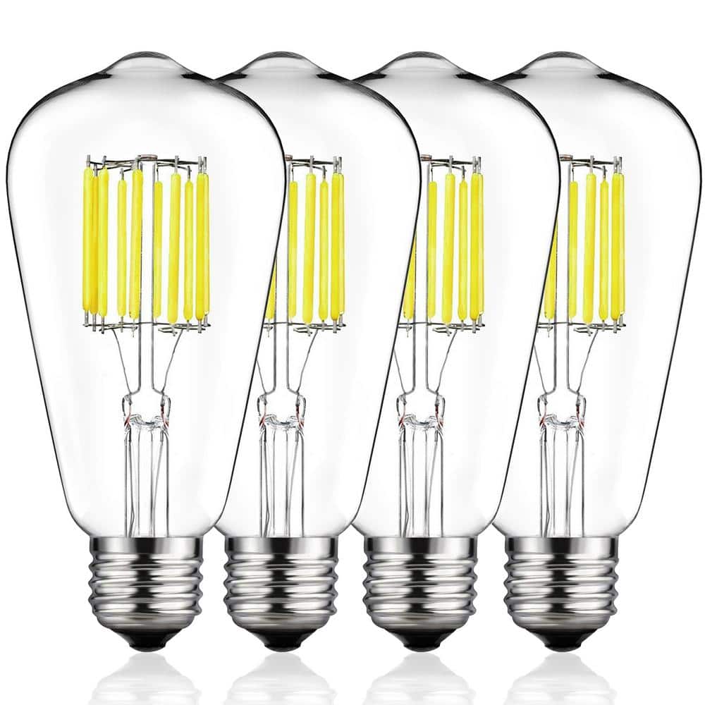 80-Watt Equivalent ST64 Vintage Edison LED Light Bulb in 4000K Neutral Daylight White for Ceiling Light (4-Pack)