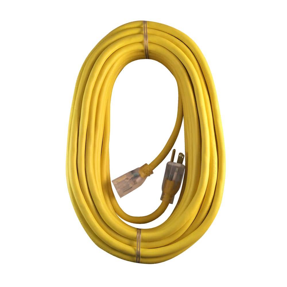Husky 50 ft. 14/3 Medium Duty Indoor/Outdoor Extension Cord with Lighted End, Yellow - Stu's Home Improvement Outlet