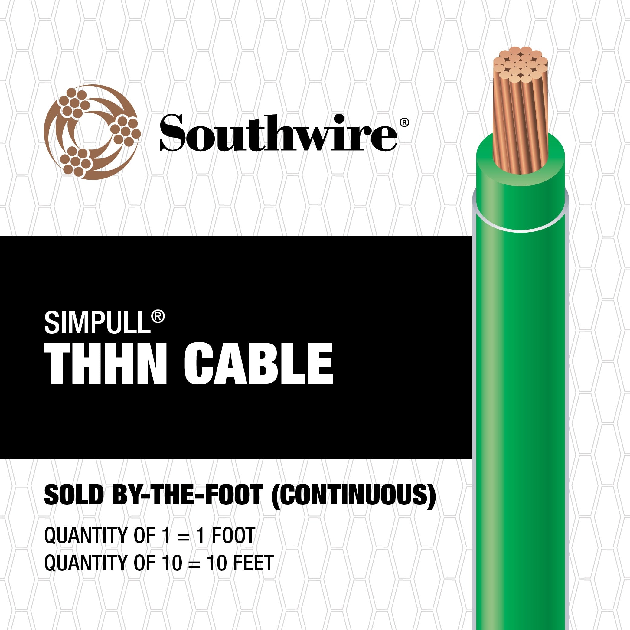 Southwire SIMpull 6-AWG Green Stranded Copper Thhn Wire (By-the-foot)