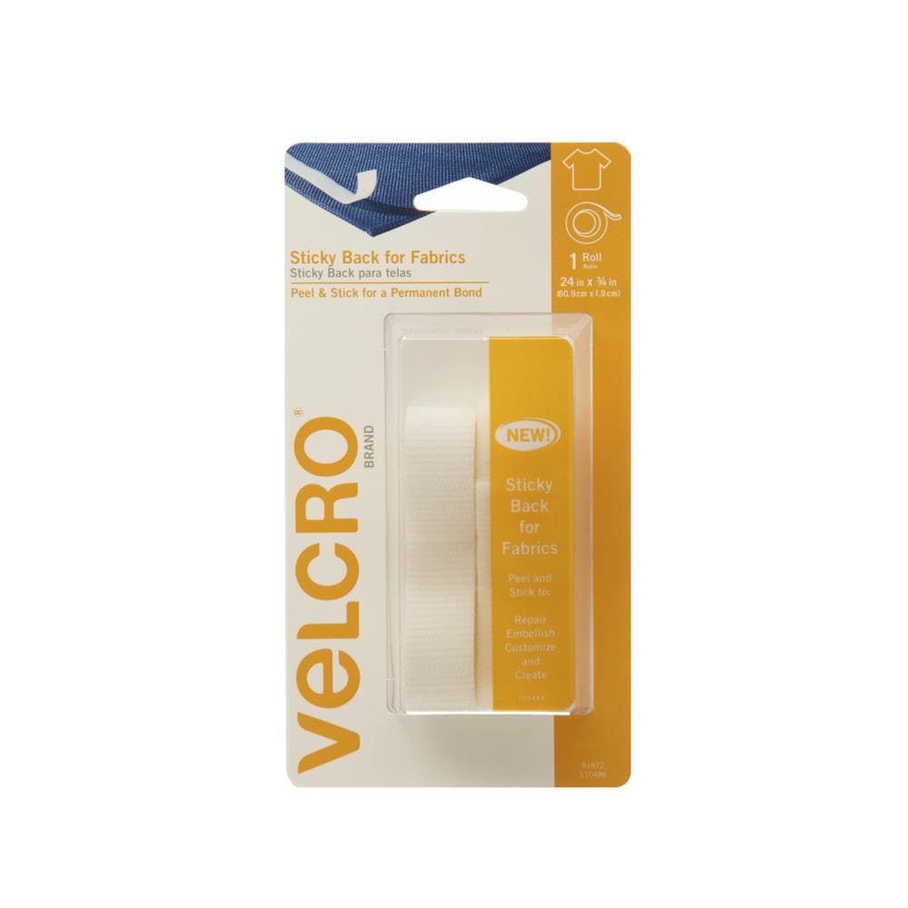 VELCRO Brand 24-in White Sticky Back For Fabrics 24In X 3/4In Roll White Hook and Loop Fastener