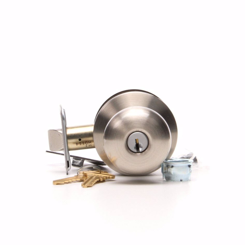 Schlage Plymouth Satin Nickel Exterior Keyed Entry Door Knob - Stu's Home Improvement Outlet
