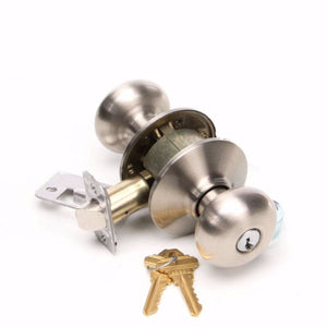 Schlage Plymouth Satin Nickel Exterior Keyed Entry Door Knob - Stu's Home Improvement Outlet