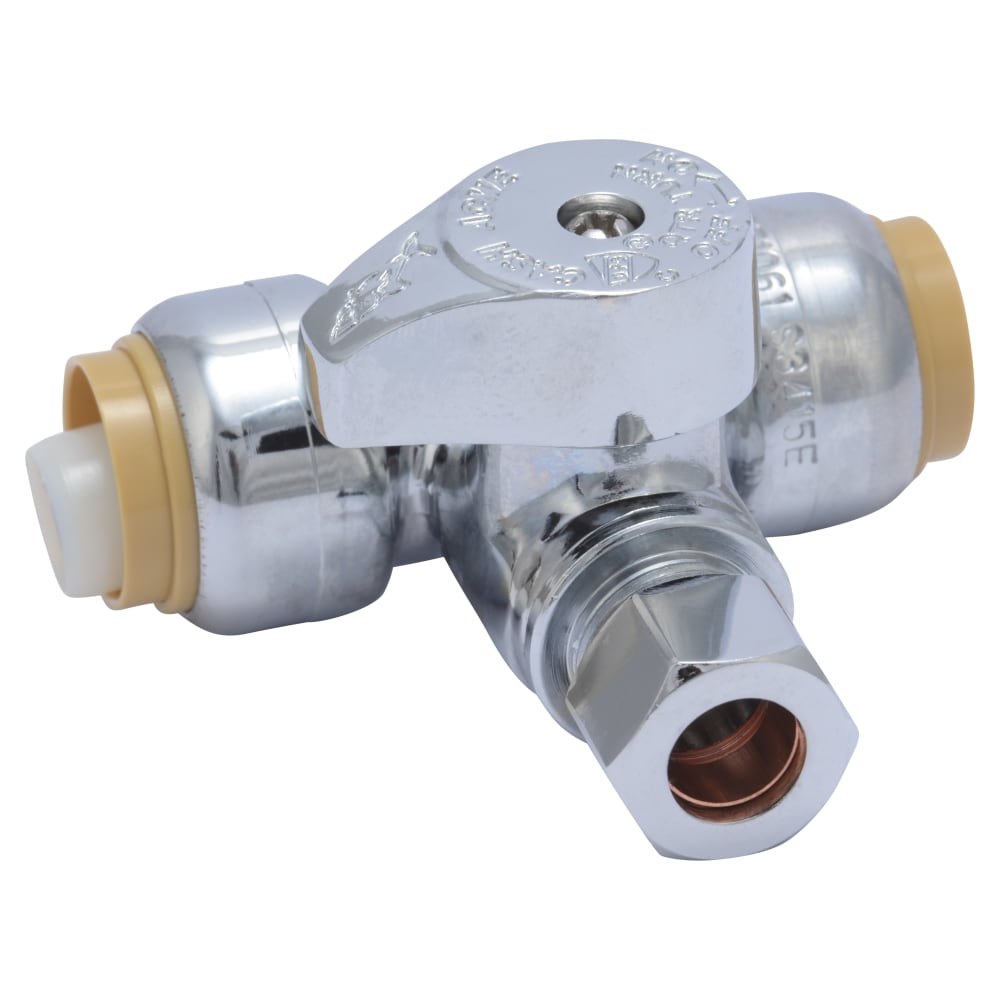 SharkBite 1/2-in Push-to-connect x 3/8-in OD Compression Brass Quarter turn Stop Supply stop