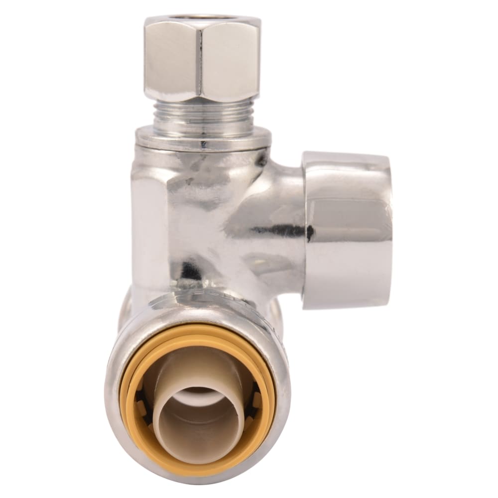 SharkBite 1/2-in Push-to-connect x 3/8-in OD Compression Brass Quarter turn Stop Supply stop