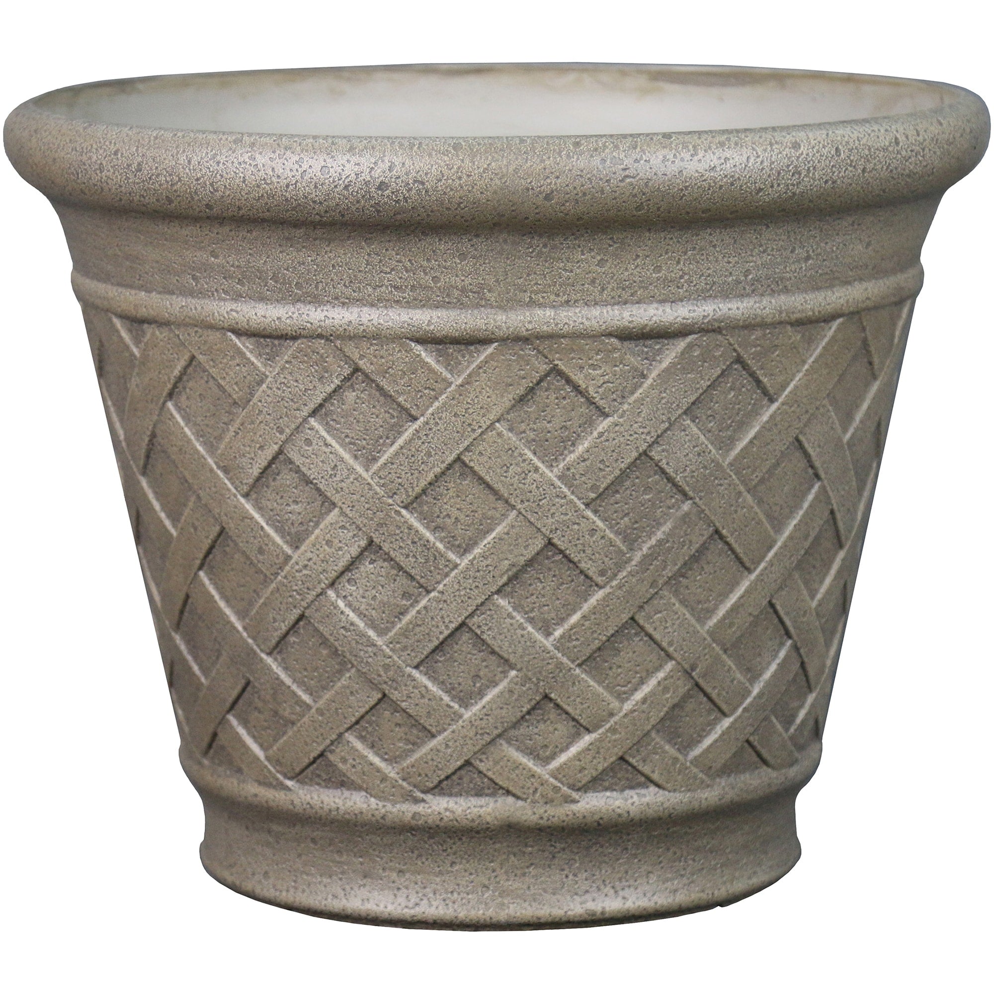 Style Selections 14.97-in W Medium Gray Resin Indoor/Outdoor Planter with Drainage Holes
