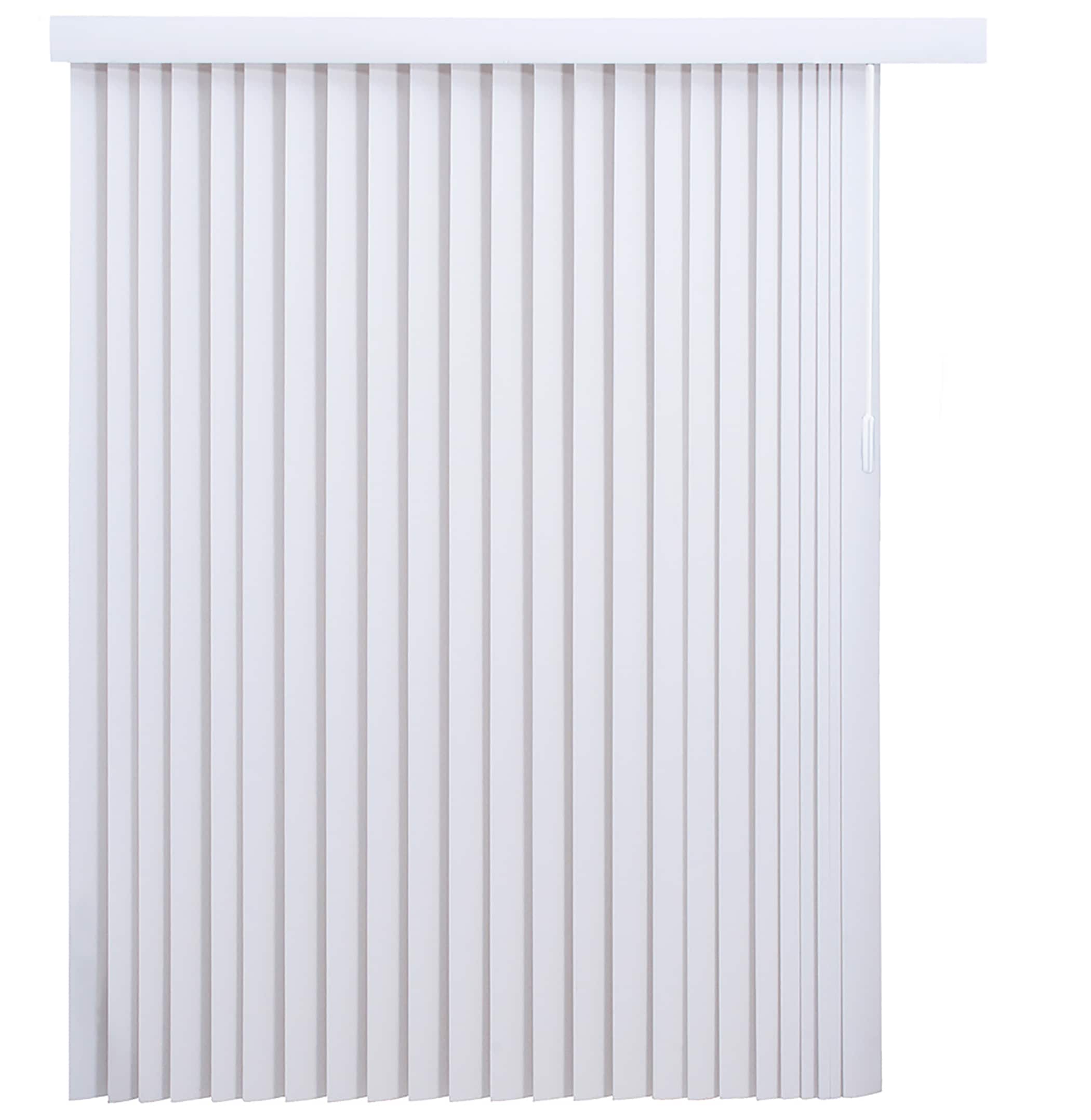 Project Source Light filtering vertical 3.5-in Slat Width 78-in x 84-in Cordless White Vinyl Light Filtering Vertical Blinds