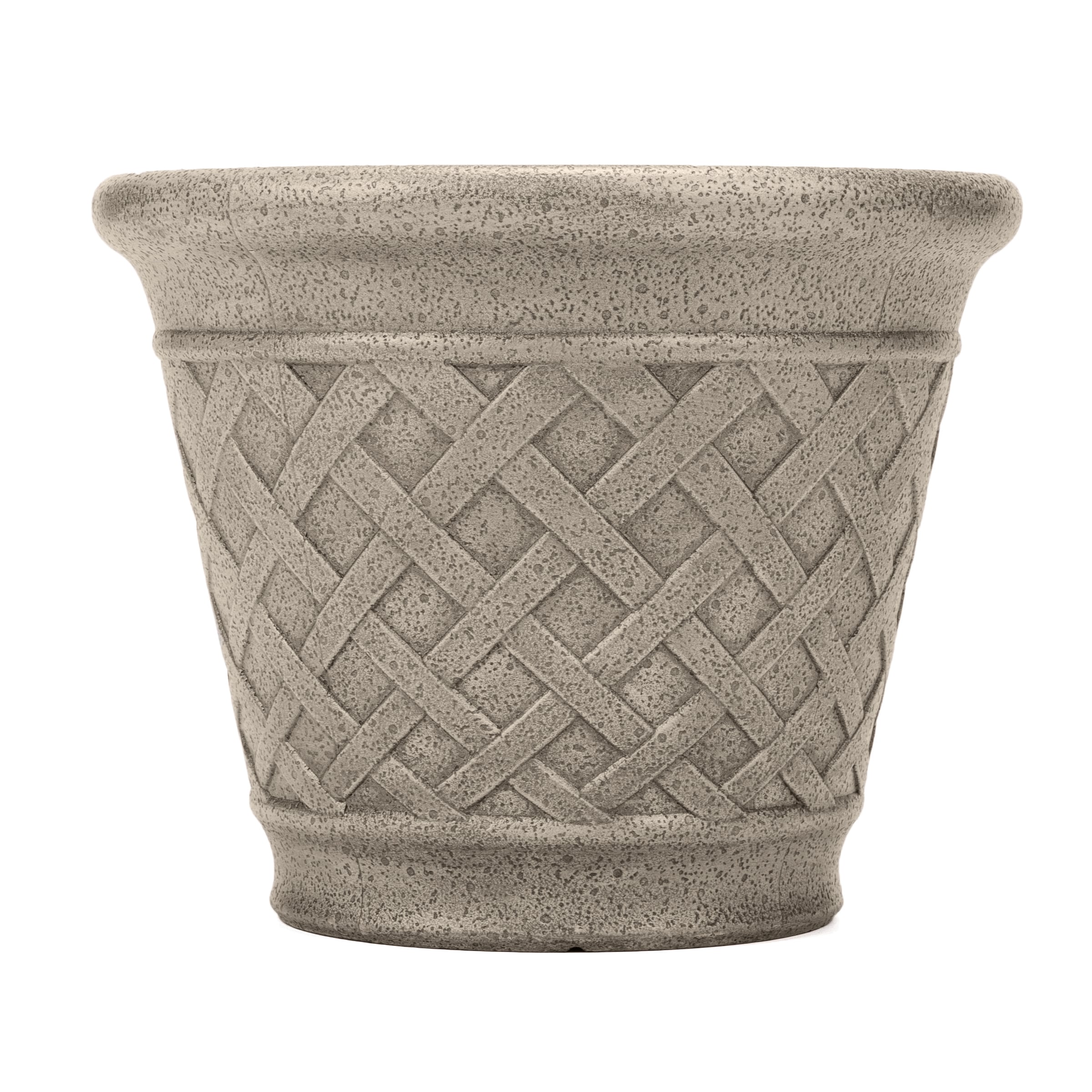 Style Selections 14.97-in W Medium Gray Resin Indoor/Outdoor Planter with Drainage Holes