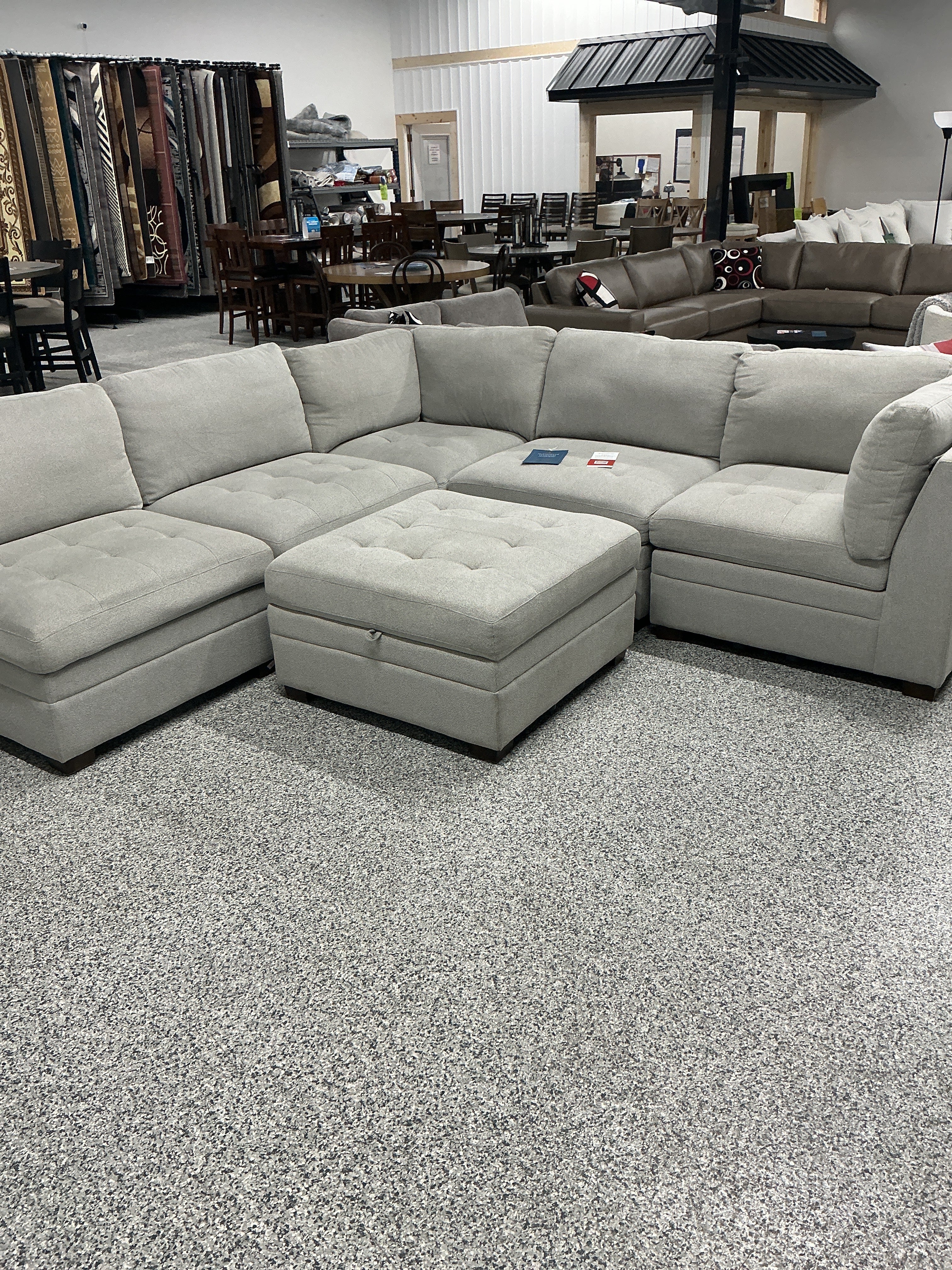 Modular Fabric Sectional Sofa with Storage Ottoman