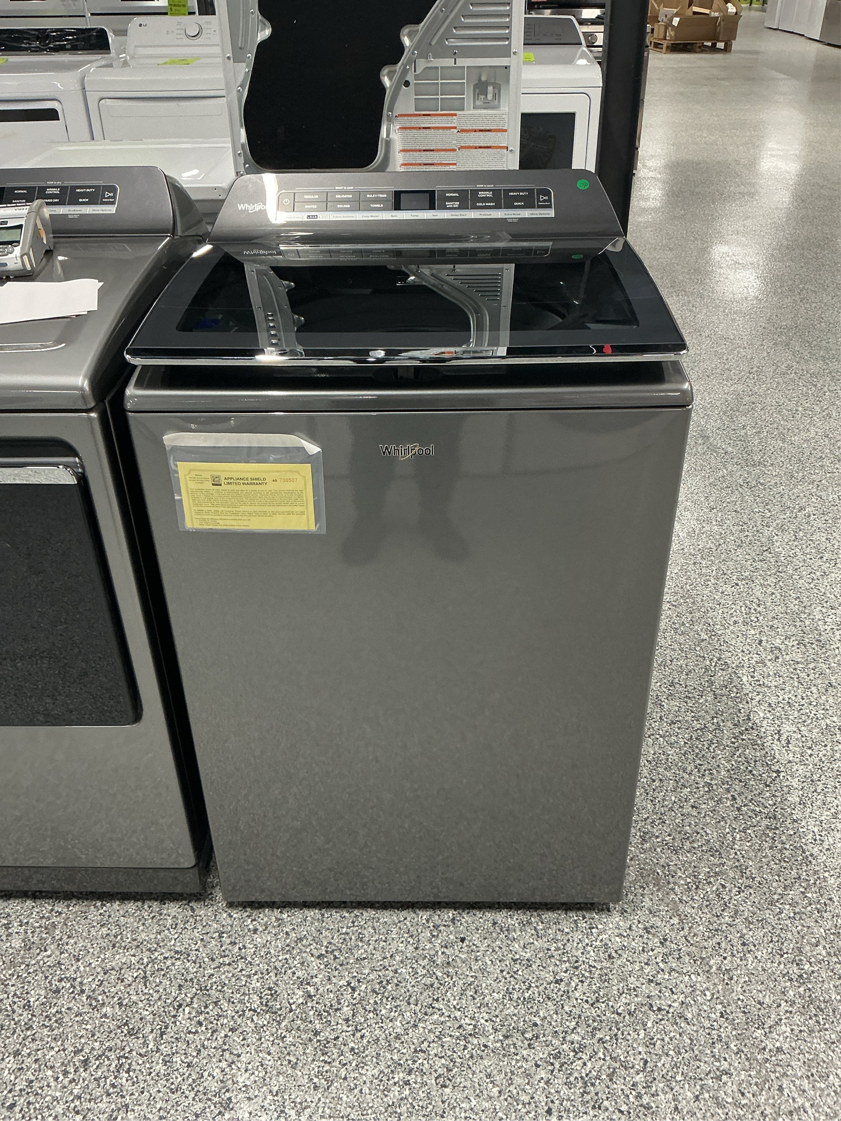 Whirlpool Smart Capable w/Load and Go High Efficiency 2-piece removable agitator Smart Compatible Extra Large Top-Load Washer (Chrome Shadow) ENERGY STAR