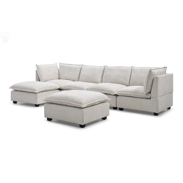 Modular Sectional Sofa, Linen Fabric Couch Set With Convertible Ottoman,U Shaped Sofa,Comfortable,Freely Combinable Sofa For Living Room, Apartment, Office