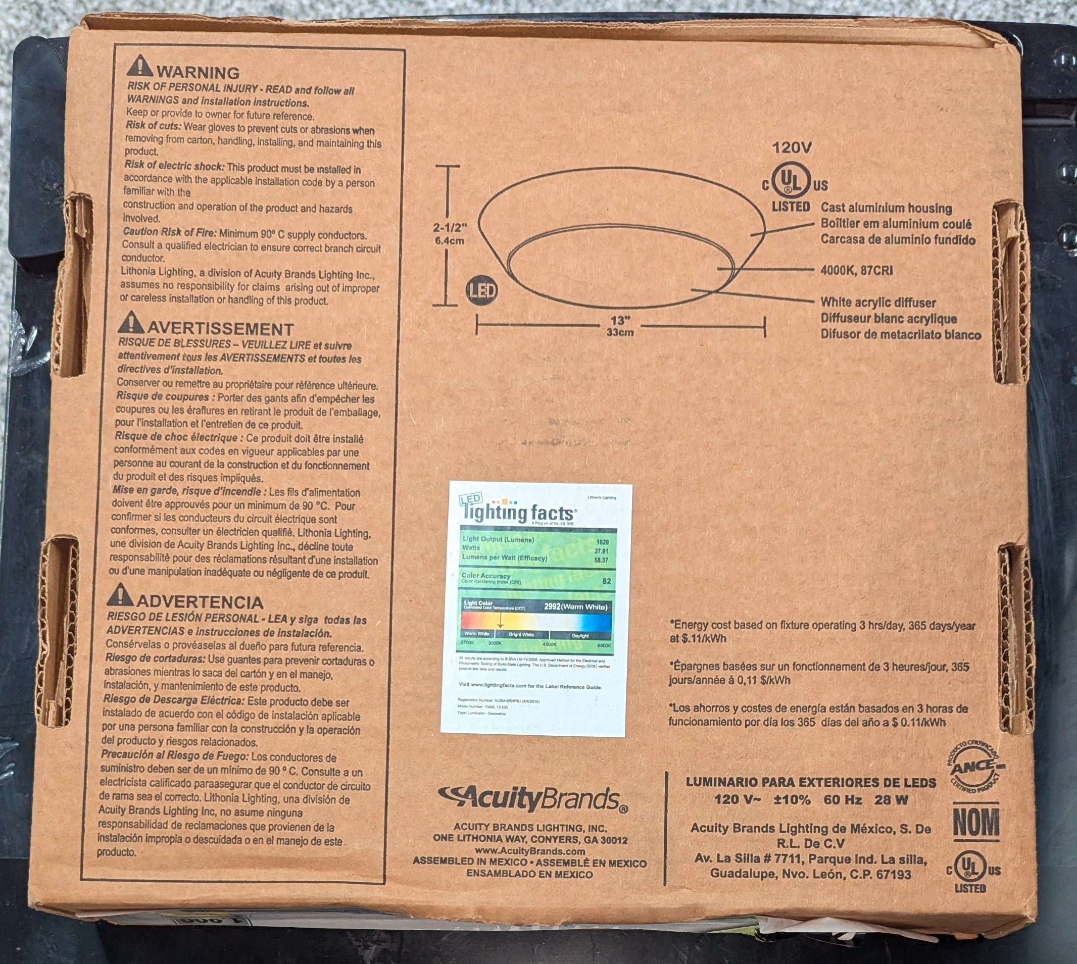 Wet Location Rated Versi Lite 28-Watt Textured White Integrated LED Flushmount