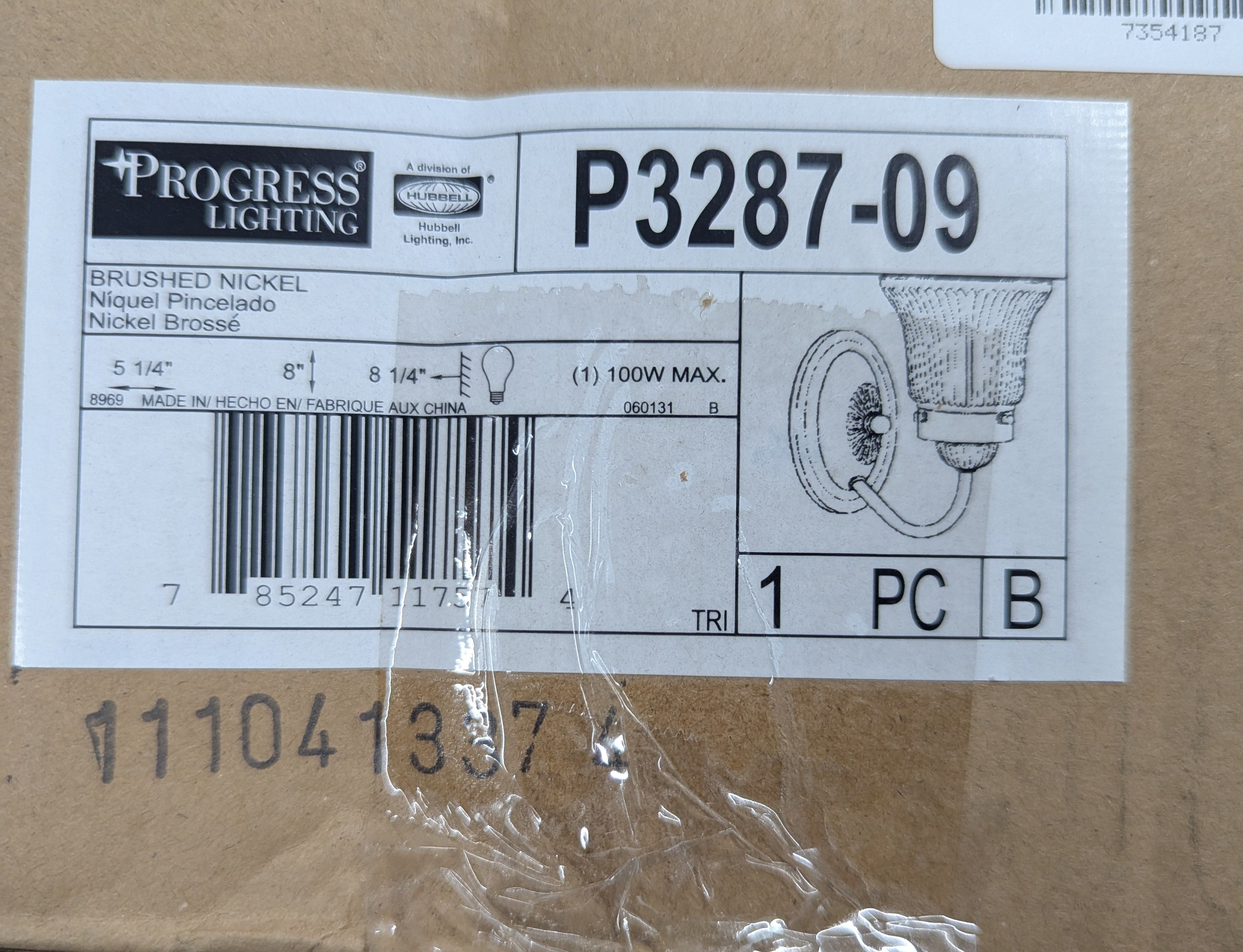 Fluted Glass Collection 1-Light Brushed Nickel Clear Prismatic Glass Traditional Bath Vanity Light