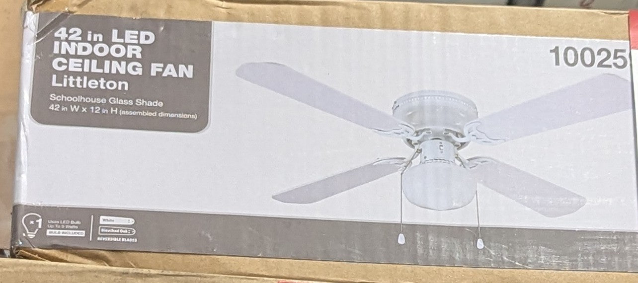 Littleton 42 in. LED Indoor White Ceiling Fan with Light Kit