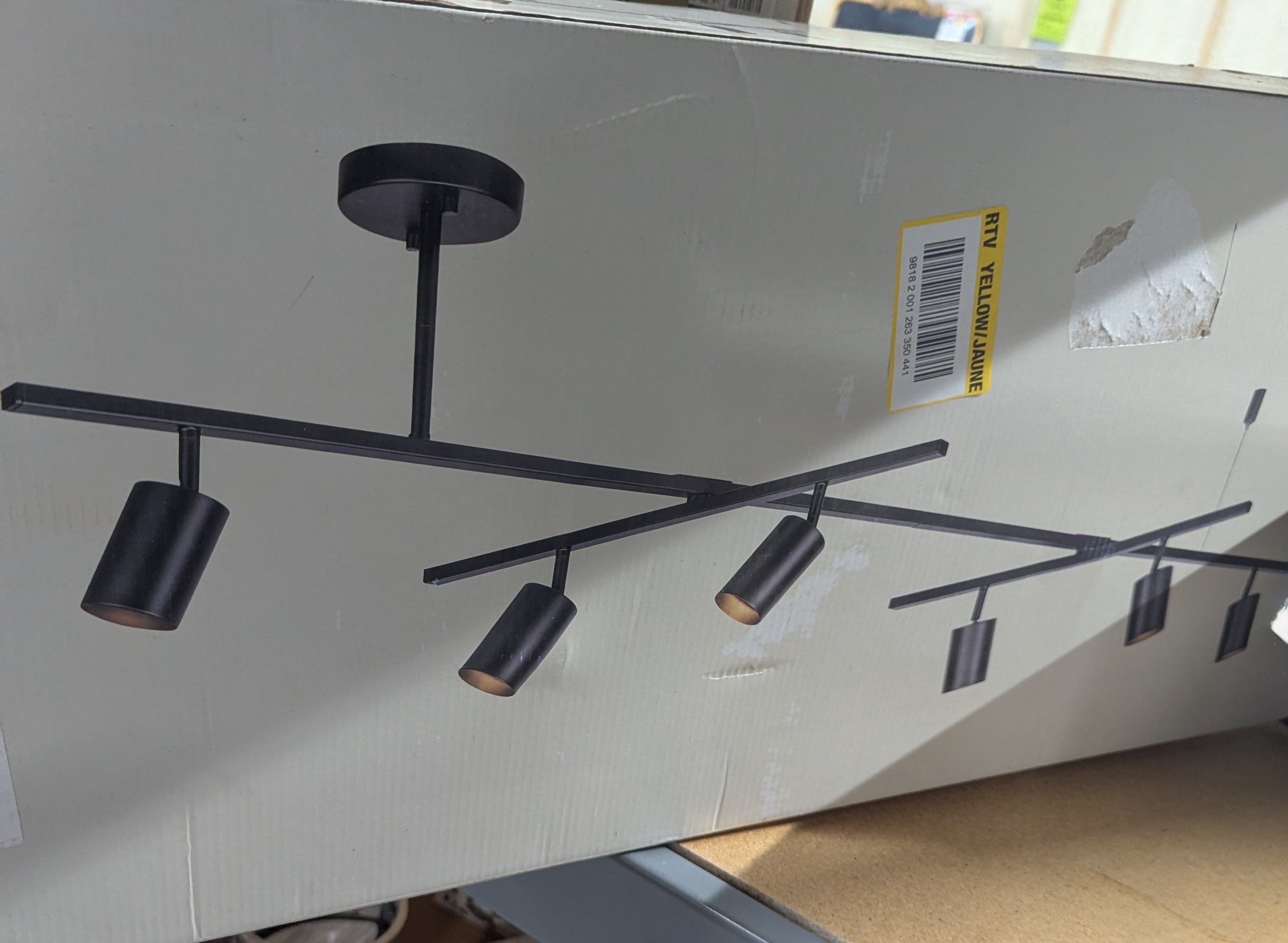 West 64 in. 6-Light Matte Black Track Lighting with 2 x Center Swivel Bars