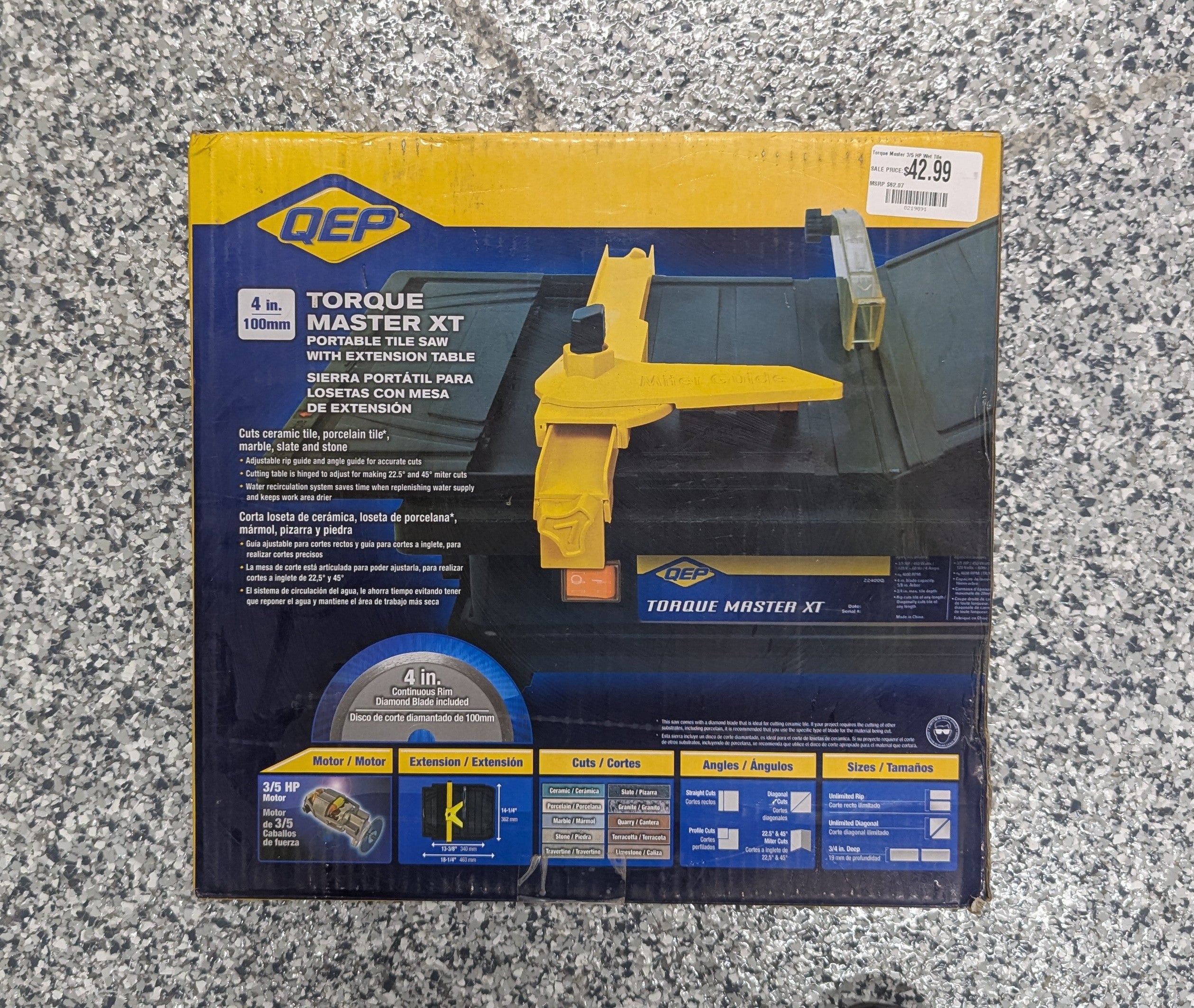 Torque Master 3/5 HP Wet Tile Saw