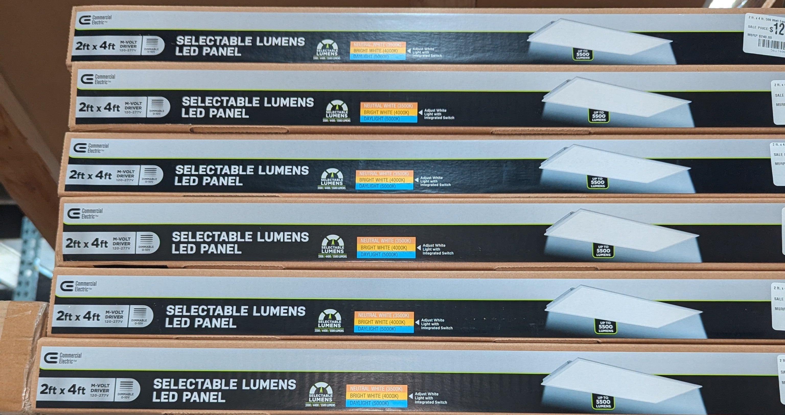 2 ft. x 4 ft. 500 Watt Equivalent Integrated LED White Troffer Light 3 CCT with up to 5500 Lumen Select