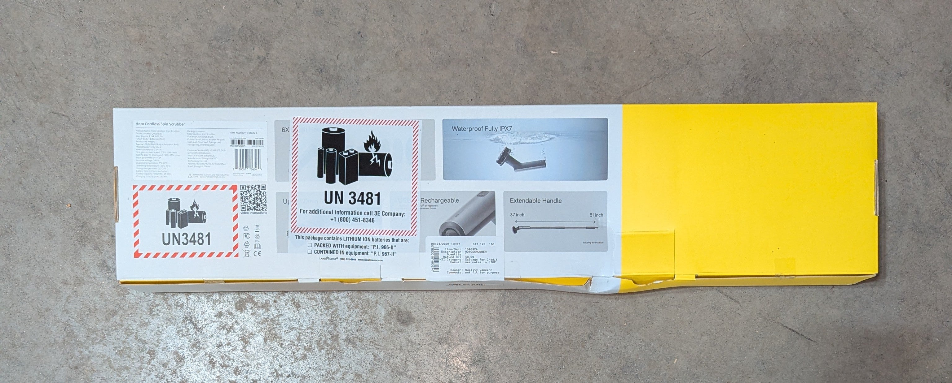 HOTO Cordless Spin Scrubber: 2.5 N·M torque, six brush heads, IPX7 rated