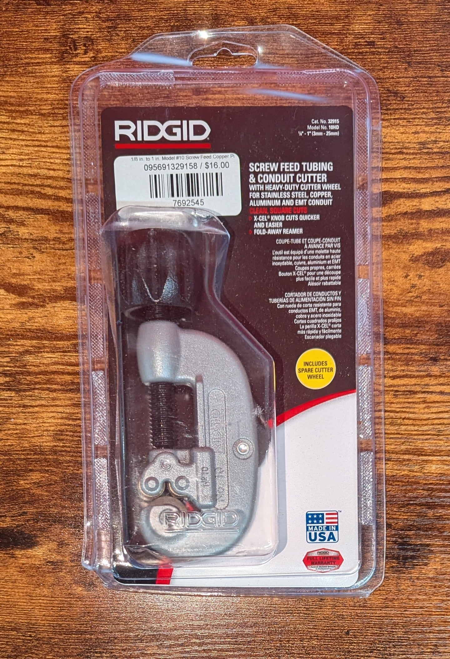 1/8 in. to 1 in. Model #10 Screw Feed Copper Pipe and Aluminum Tubing Cutter with Fold Away Reamer and Spare Wheel